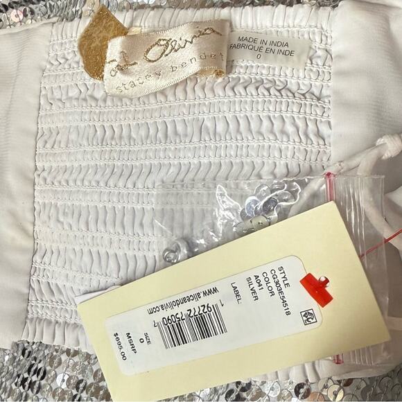 Alice + Olivia May Halter Neck Sequin Maxi Gown Dress Silver Women’s Sz 0 - Picture 6 of 8